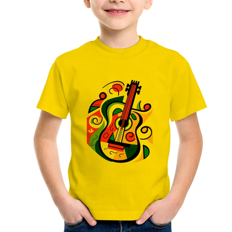 Camiseta Infantil Violão Colors - Amarela
