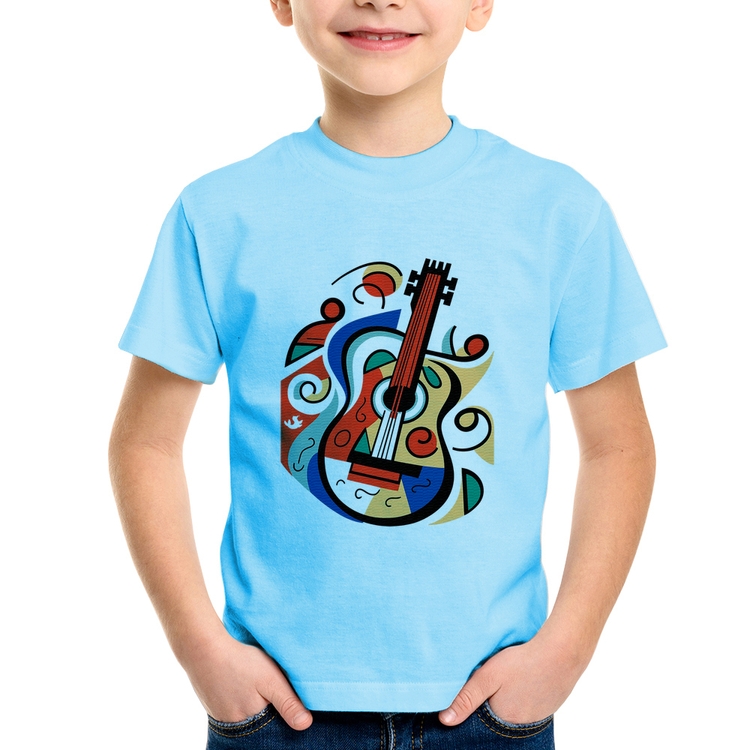 Camiseta Infantil Violão Colors - Azul Bebê