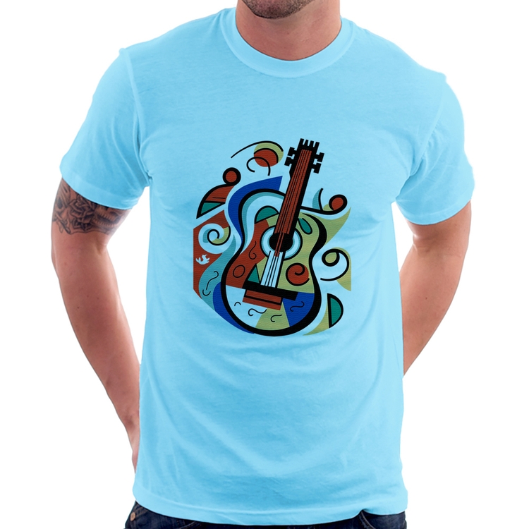 Camiseta Violão Colors - Azul Bebê