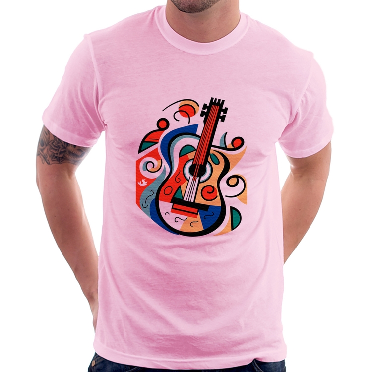 Camiseta Violão Colors - Rosa Bebê