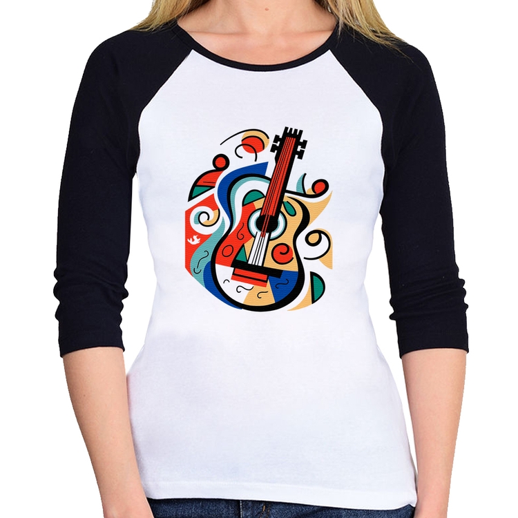 Baby Look Raglan Violão Colors Manga 3/4