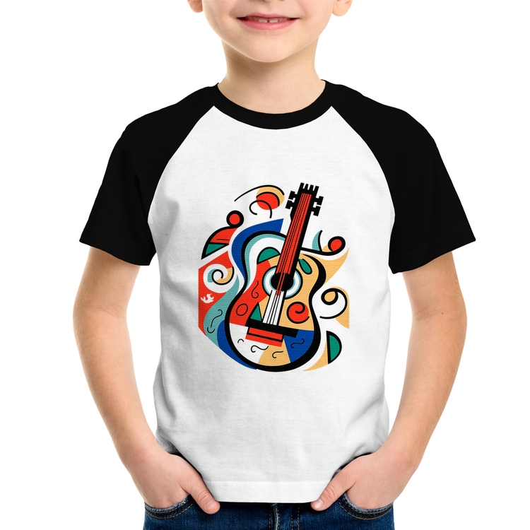 Camiseta Raglan Infantil Violão Colors