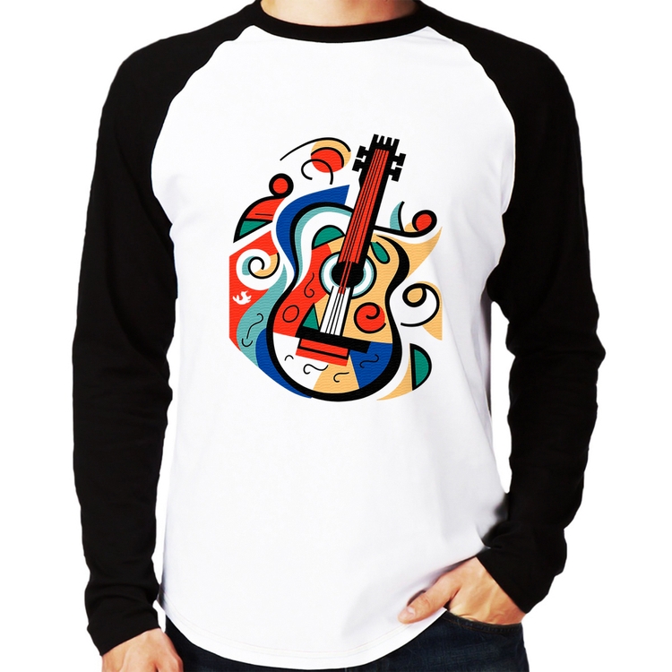 Camiseta Raglan Violão Colors Manga Longa