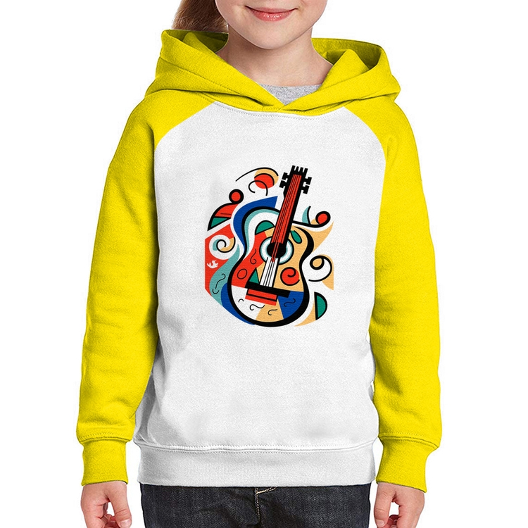 Moletom Infantil Violão Colors - Branco/Amarelo