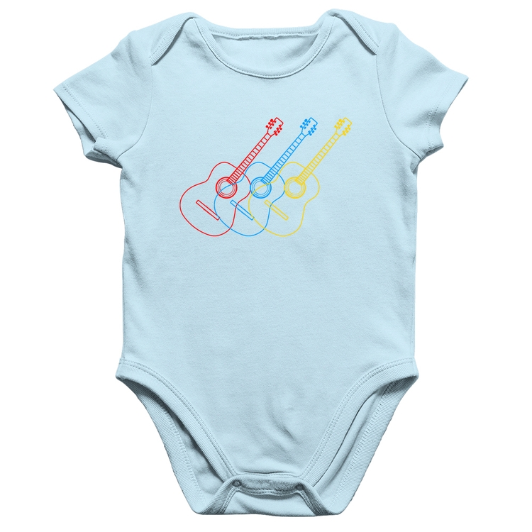 Body Bebê Algodão Violão Cores - Azul Bebê