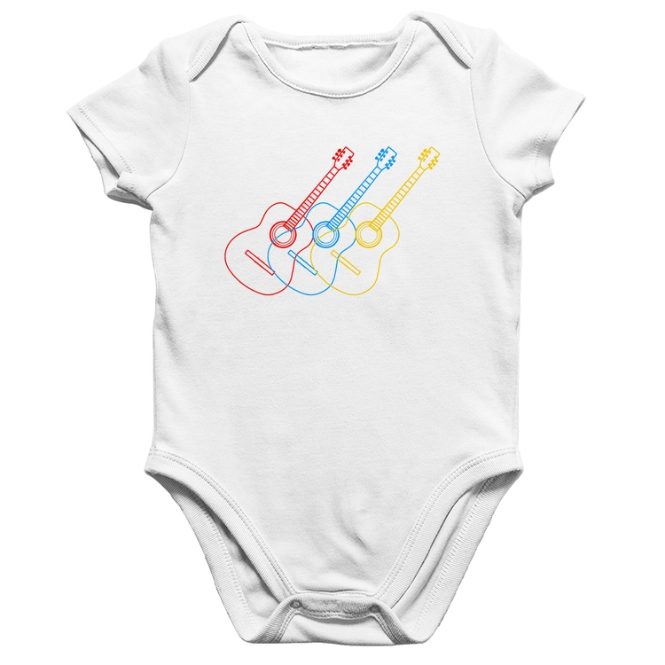 Body Bebê Algodão Violão Cores - Branco