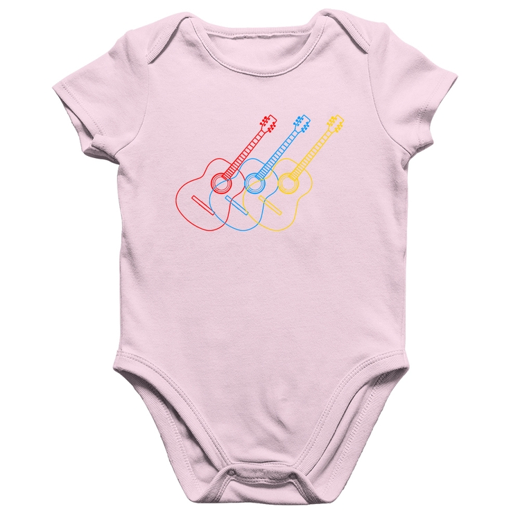 Body Bebê Algodão Violão Cores - Rosa Bebê