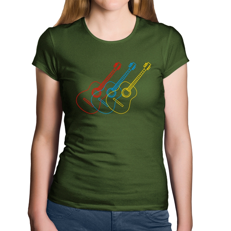 Baby Look Algodão Violão Cores - Musgo