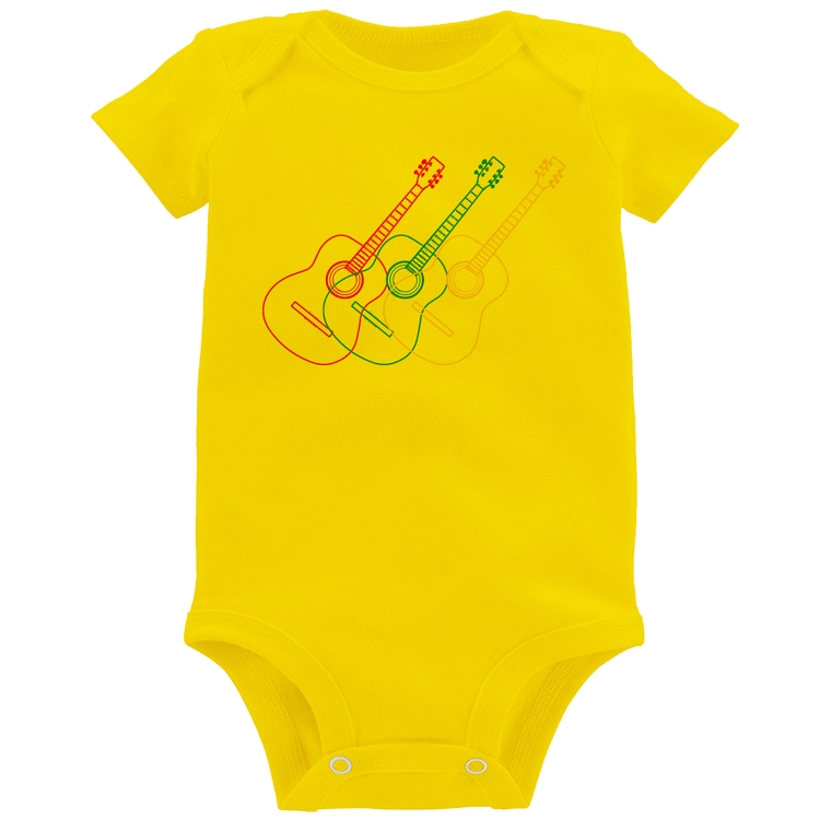 Body Bebê Violão Cores - Amarelo