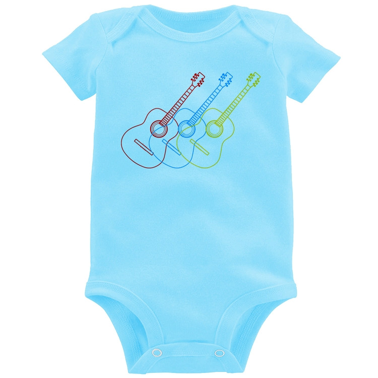 Body Bebê Violão Cores - Azul Bebê