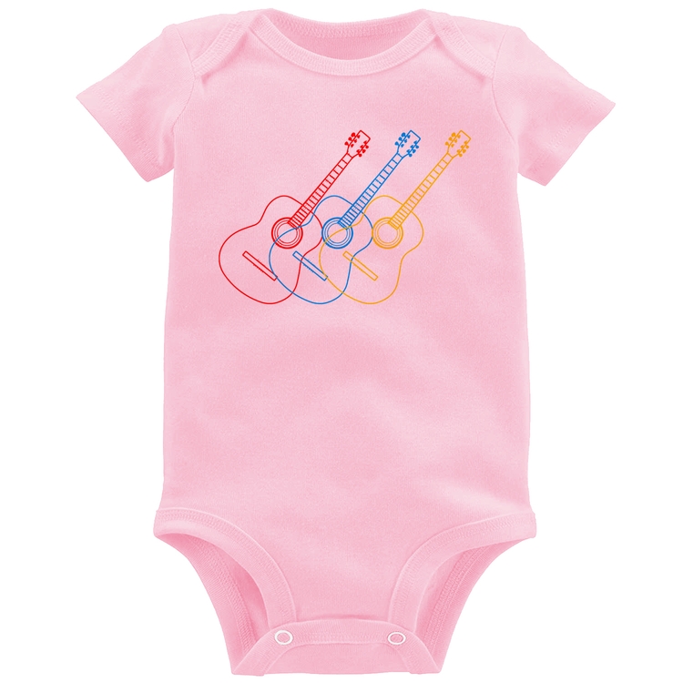 Body Bebê Violão Cores - Rosa Bebê