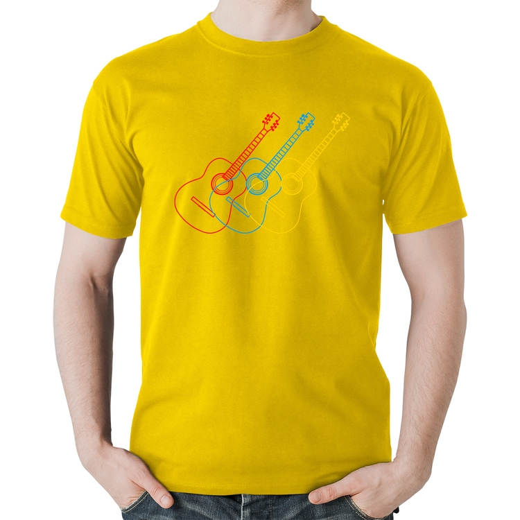 Camiseta Algodão Violão Cores - Amarela