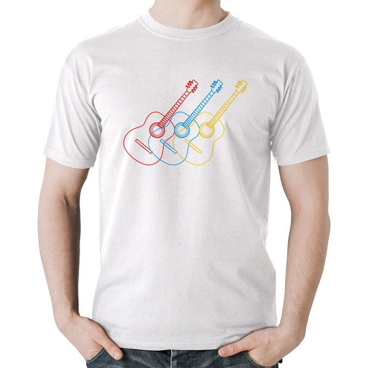 Camiseta Algodão Violão Cores - Branca