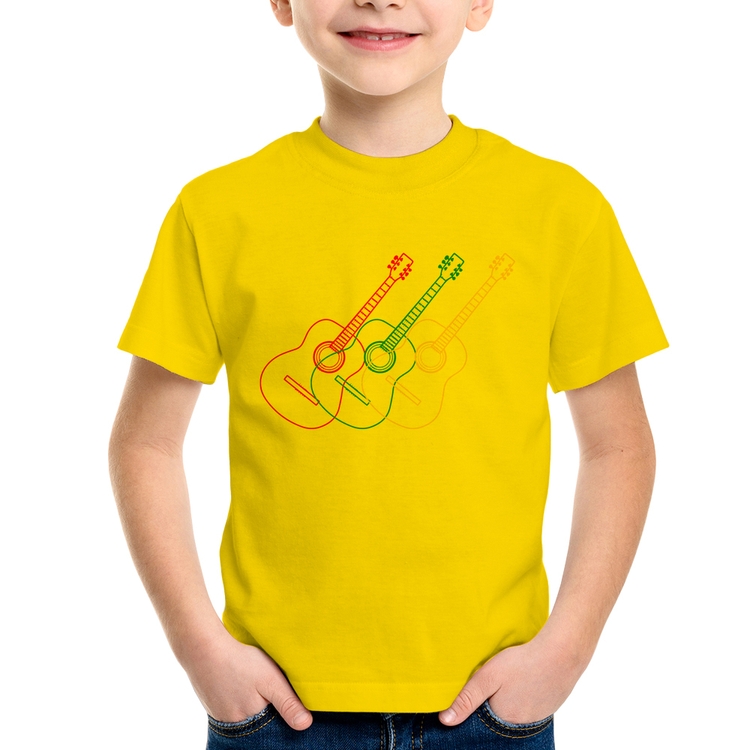 Camiseta Infantil Violão Cores - Amarela