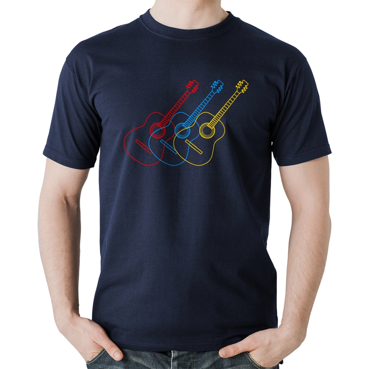 Camiseta Algodão Violão Cores - Marinho