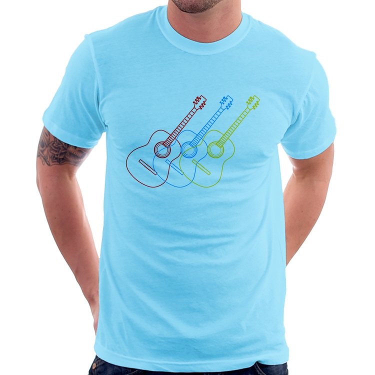 Camiseta Violão Cores - Azul Bebê