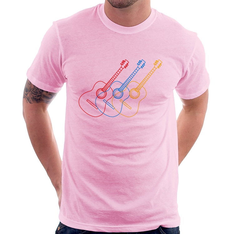 Camiseta Violão Cores - Rosa Bebê