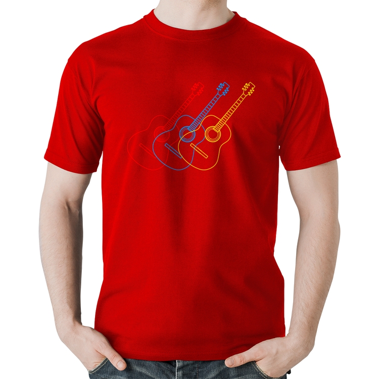 Camiseta Algodão Violão Cores - Vermelha