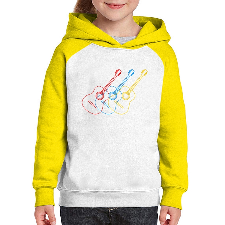 Moletom Infantil Violão Cores - Branco/Amarelo