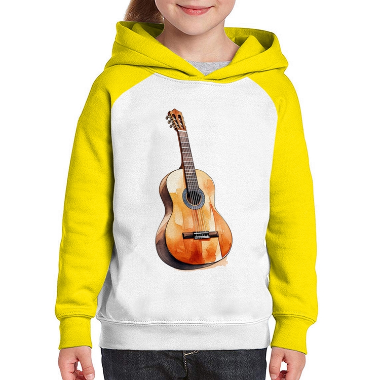 Moletom Infantil Violão - Branco/Amarelo