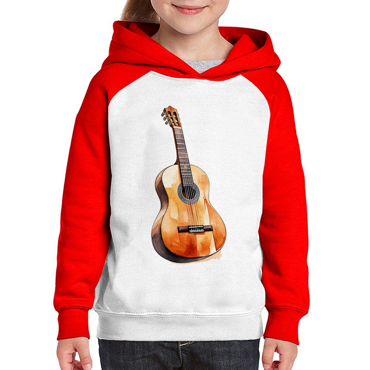 Moletom Infantil Violão - Branco/Vermelho