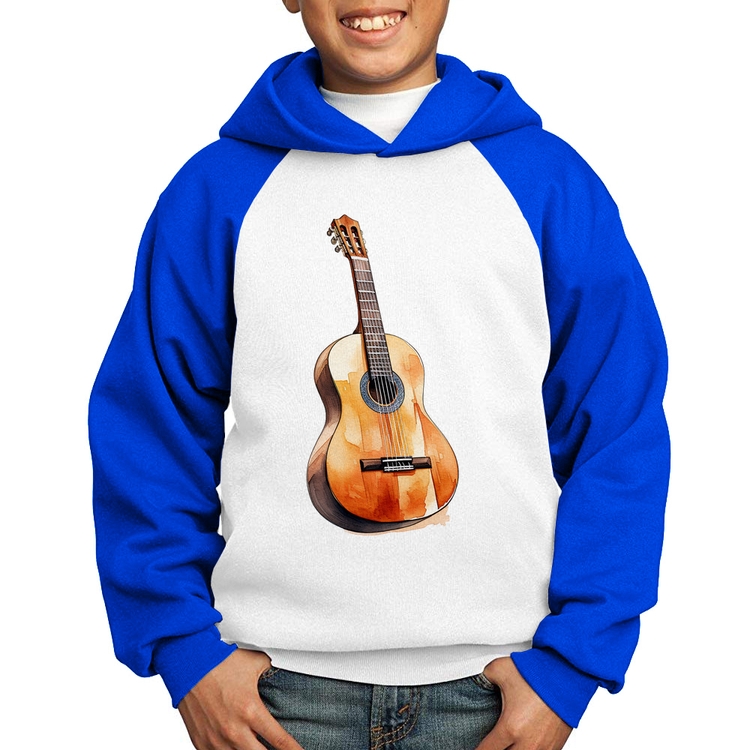 Moletom Infantil Violão - Branco/Azul