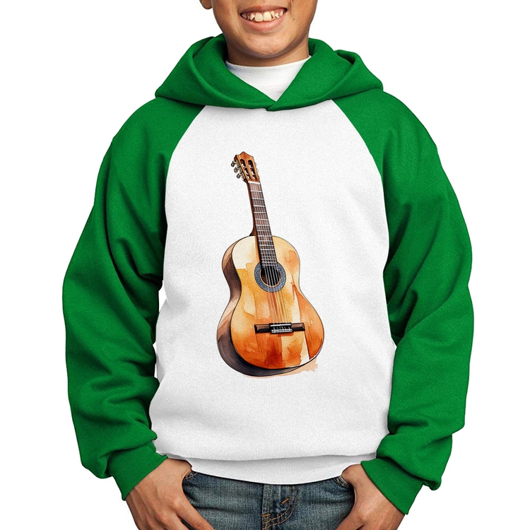 Moletom Infantil Violão - Branco/Verde