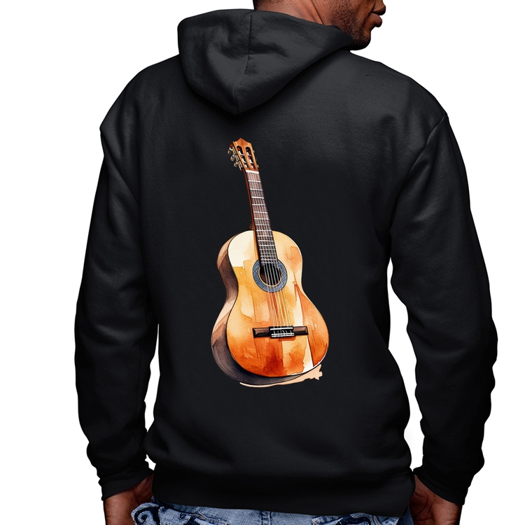 Blusa Moletom Violão Masculina com Capuz e Zíper