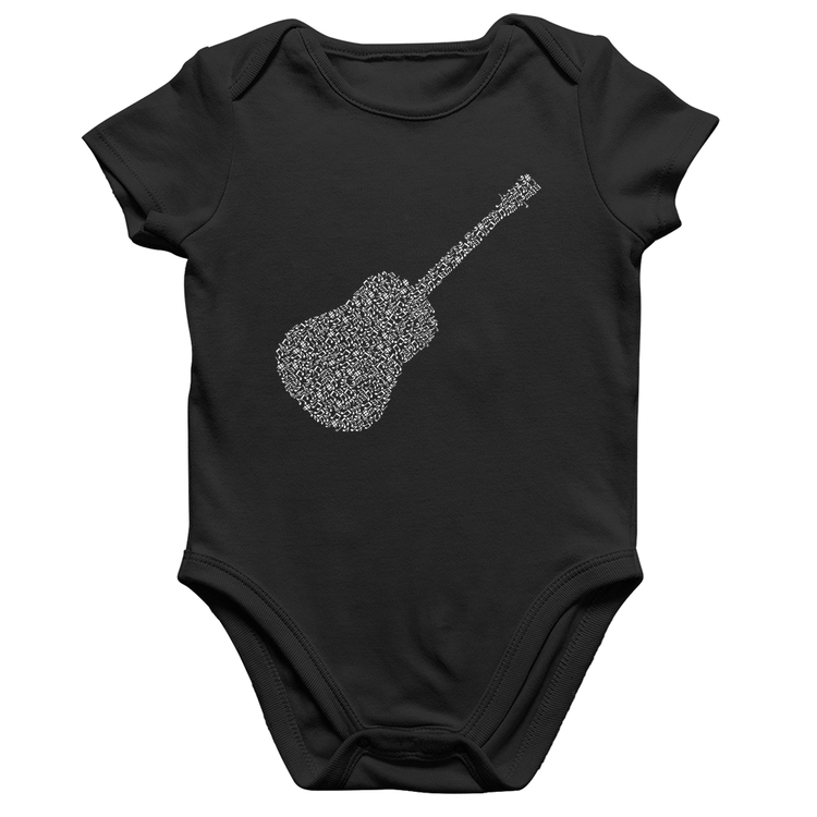 Body Bebê Algodão Violão Notas Musicais