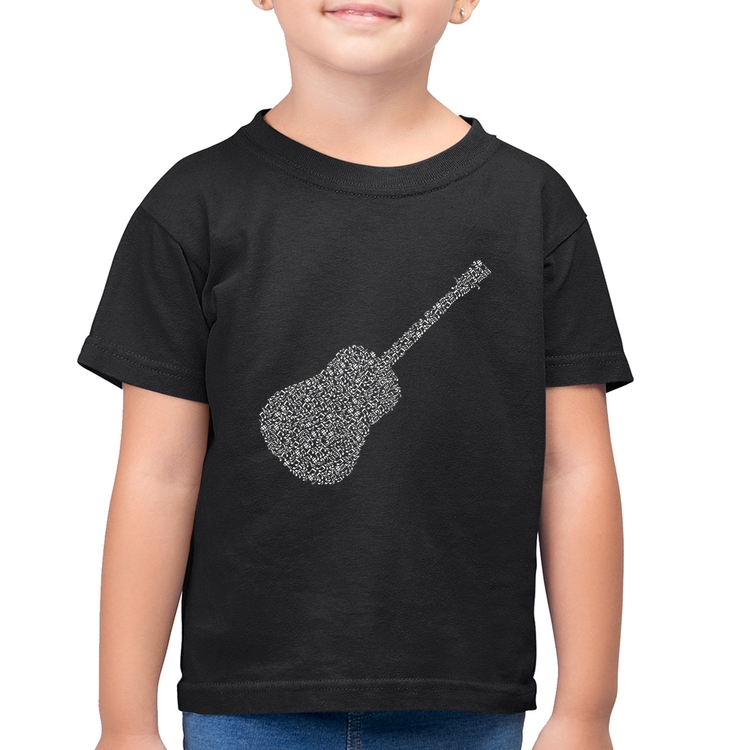 Camiseta Algodão Infantil Violão Notas Musicais