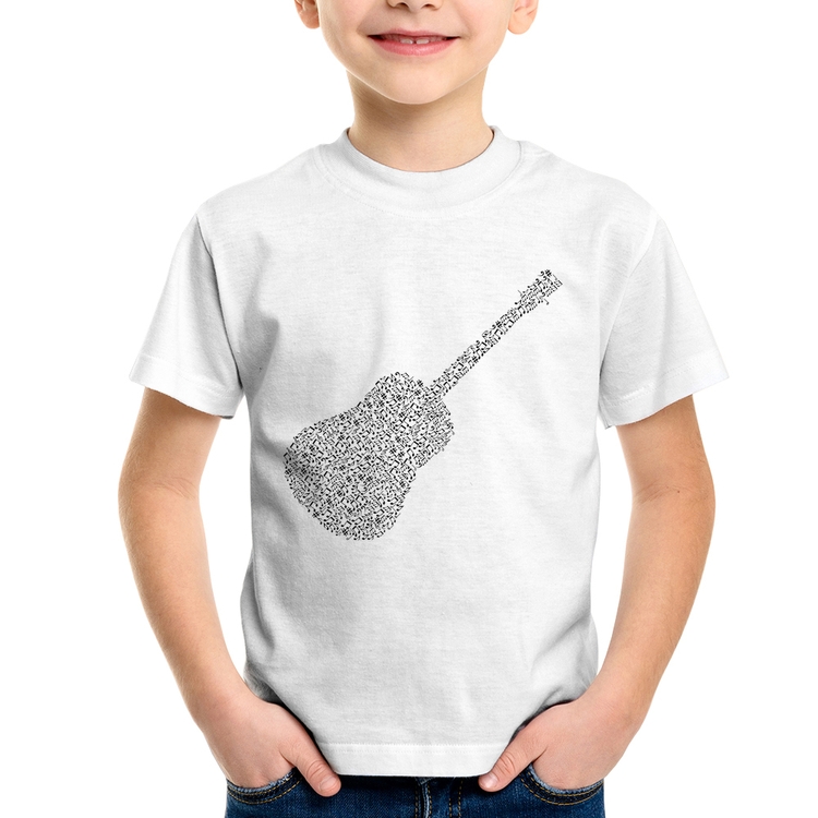 Camiseta Infantil Violão Notas Musicais
