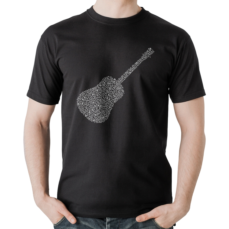 Camiseta Algodão Violão Notas Musicais