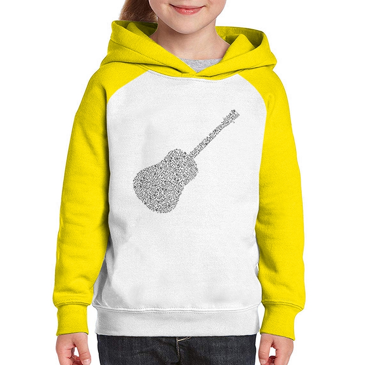 Moletom Infantil Violão Notas Musicais - Branco/Amarelo
