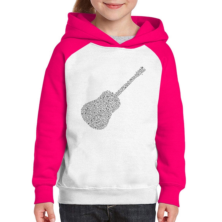 Moletom Infantil Violão Notas Musicais - Branco/Rosa