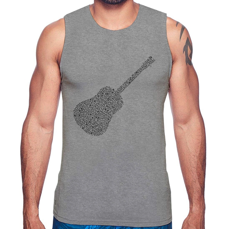 Regata Violão Notas Musicais - Cinza