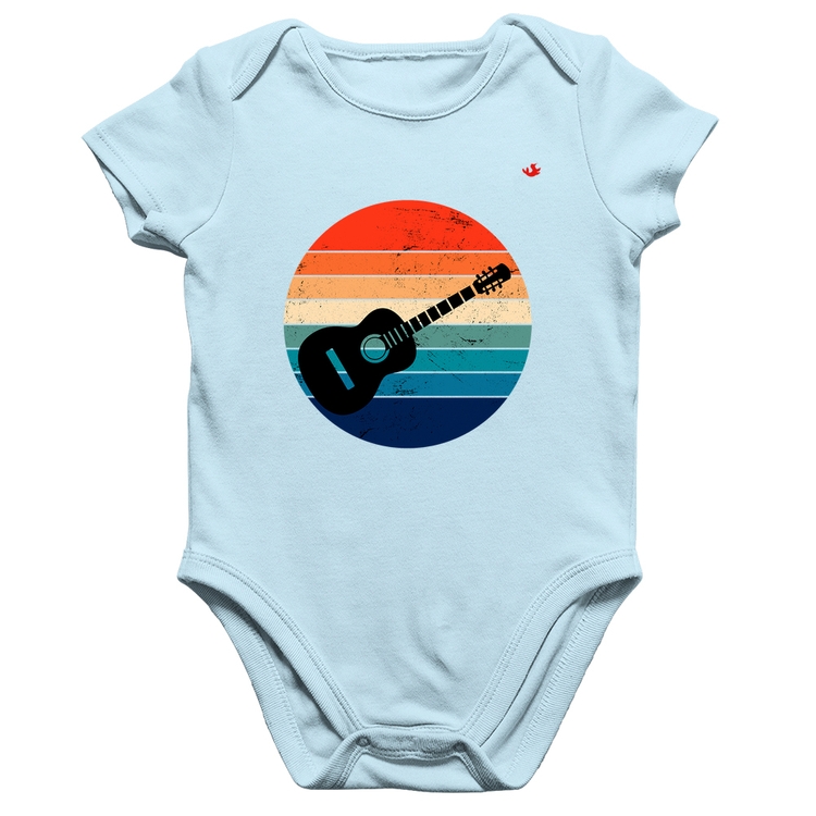 Body Bebê Algodão Violão Vintage Sunset - Azul Bebê