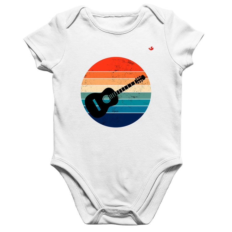 Body Bebê Algodão Violão Vintage Sunset - Branco