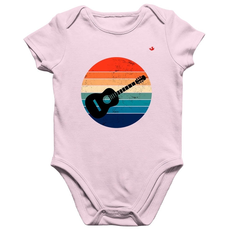 Body Bebê Algodão Violão Vintage Sunset - Rosa Bebê