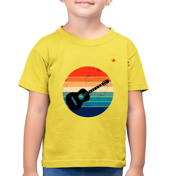 Camiseta Algodão Infantil Violão Vintage Sunset - Amarelo Canário