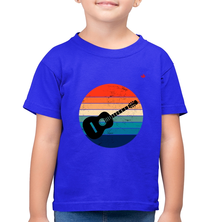 Camiseta Algodão Infantil Violão Vintage Sunset - Azul Royal