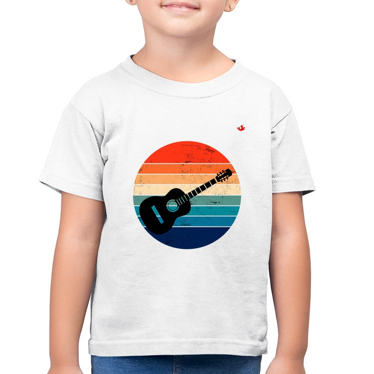 Camiseta Algodão Infantil Violão Vintage Sunset - Branca