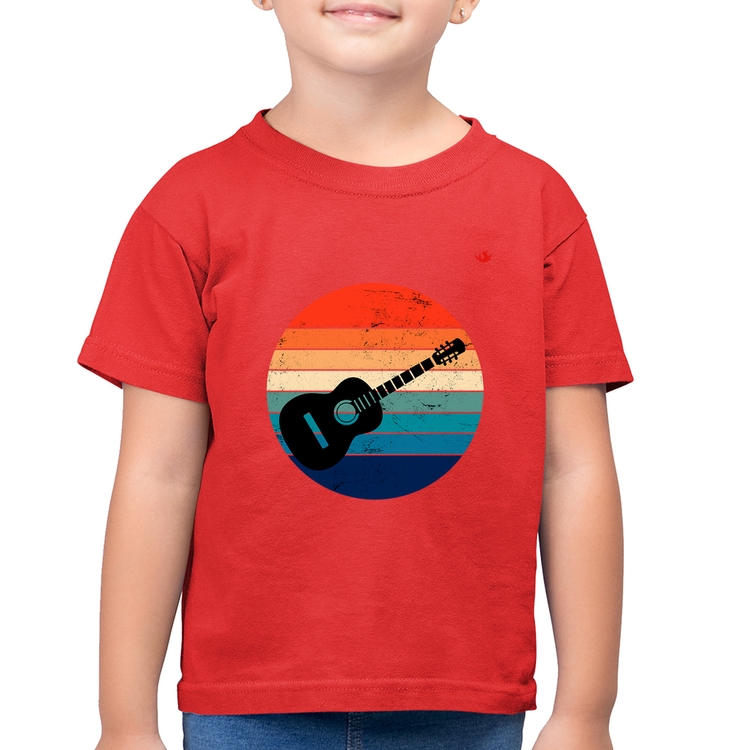 Camiseta Algodão Infantil Violão Vintage Sunset - Vermelha