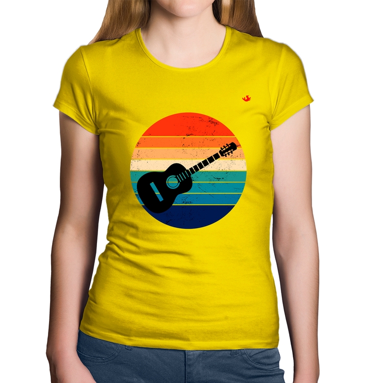 Baby Look Algodão Violão Vintage Sunset - Amarela