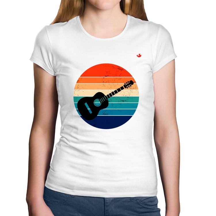 Baby Look Algodão Violão Vintage Sunset - Branca