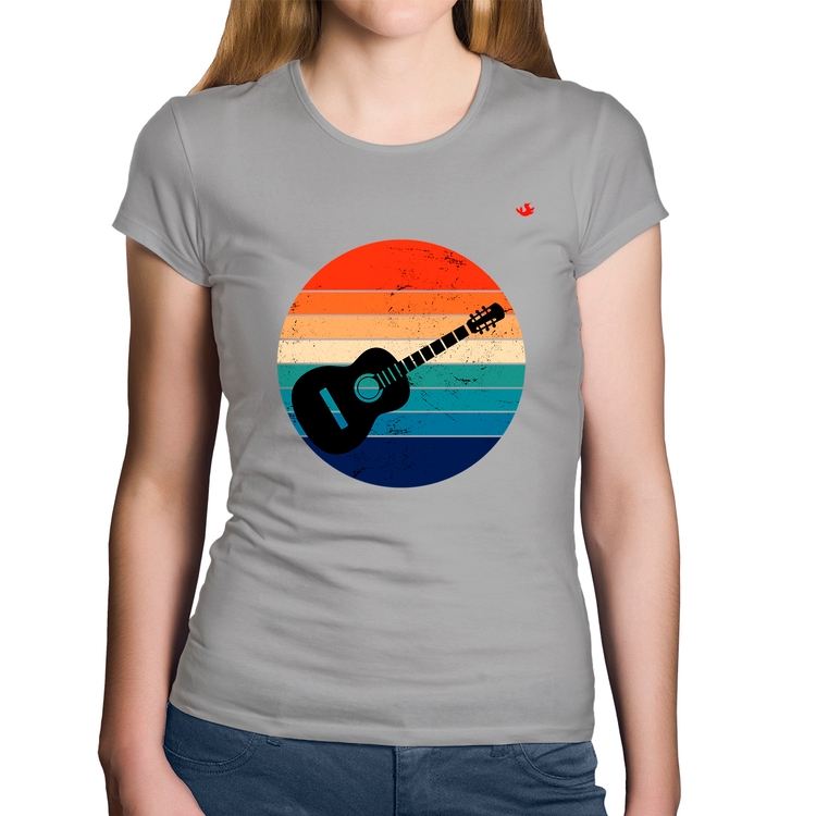 Baby Look Algodão Violão Vintage Sunset - Cinza