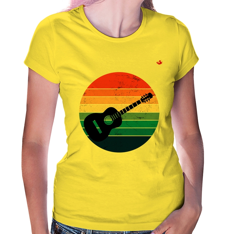 Baby Look Violão Vintage Sunset - Amarela