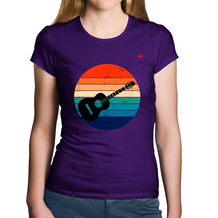 Baby Look Algodão Violão Vintage Sunset - Roxa