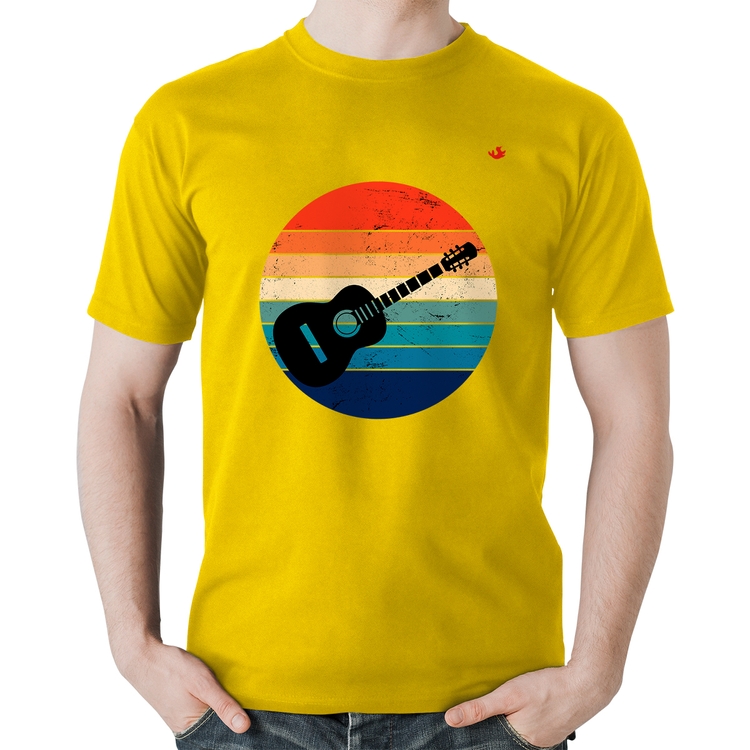 Camiseta Algodão Violão Vintage Sunset - Amarela