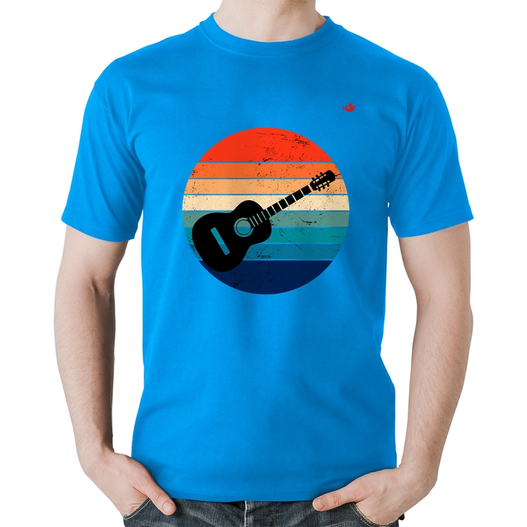 Camiseta Algodão Violão Vintage Sunset - Azul