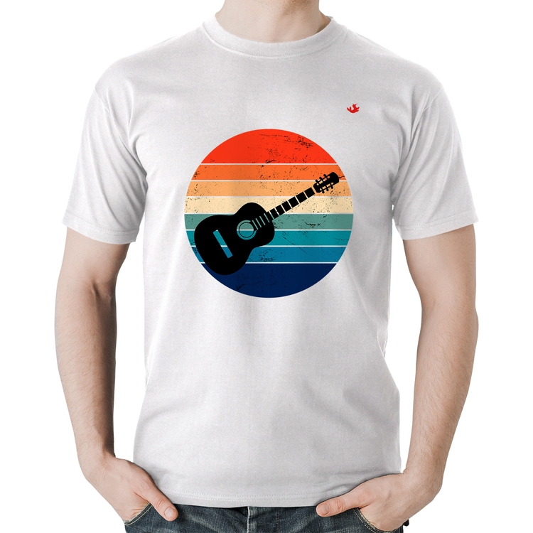 Camiseta Algodão Violão Vintage Sunset - Branca